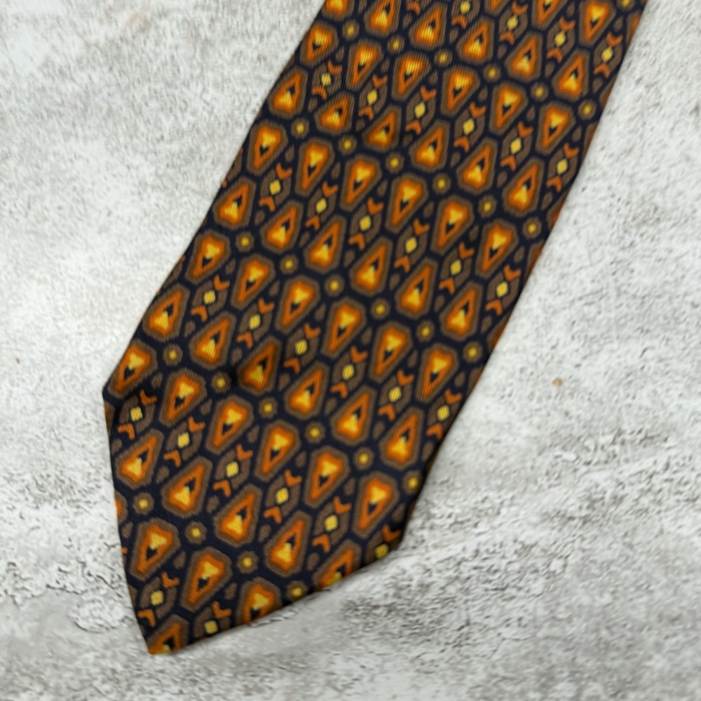 Christian Dior 100% Silk Tie Mens One Size Blue Geometric Made In France Necktie